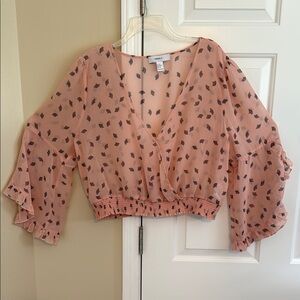 Forever 21 Pink Leaf Pattern Blouse